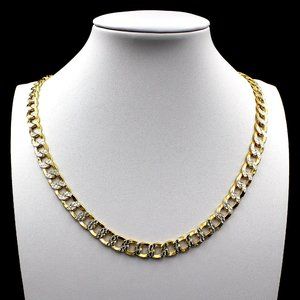 Real 10K Yellow Gold 6.5mm Diamond Cut Cuban Link Chain Necklace 22" inch